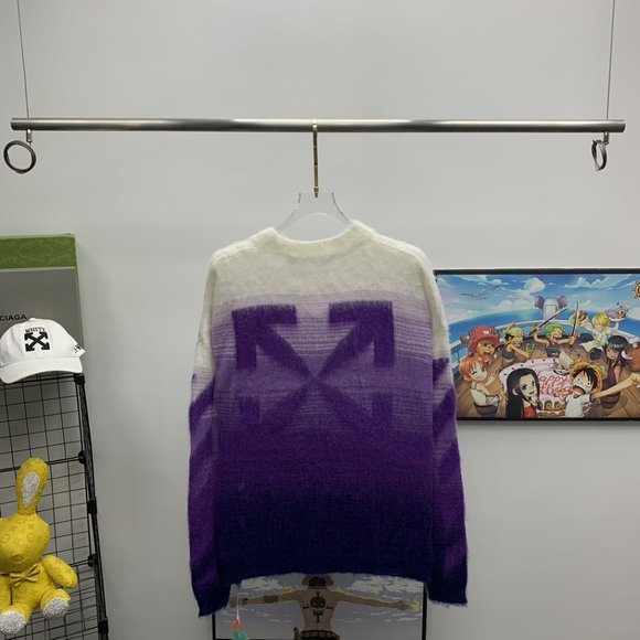 Off-White Classic Cross Arrows Loose Lazy Purple Sweater